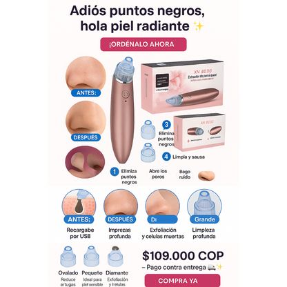 PureSkin Extractor de granos y puntos negreos, un solo resultado: piel radiante✨